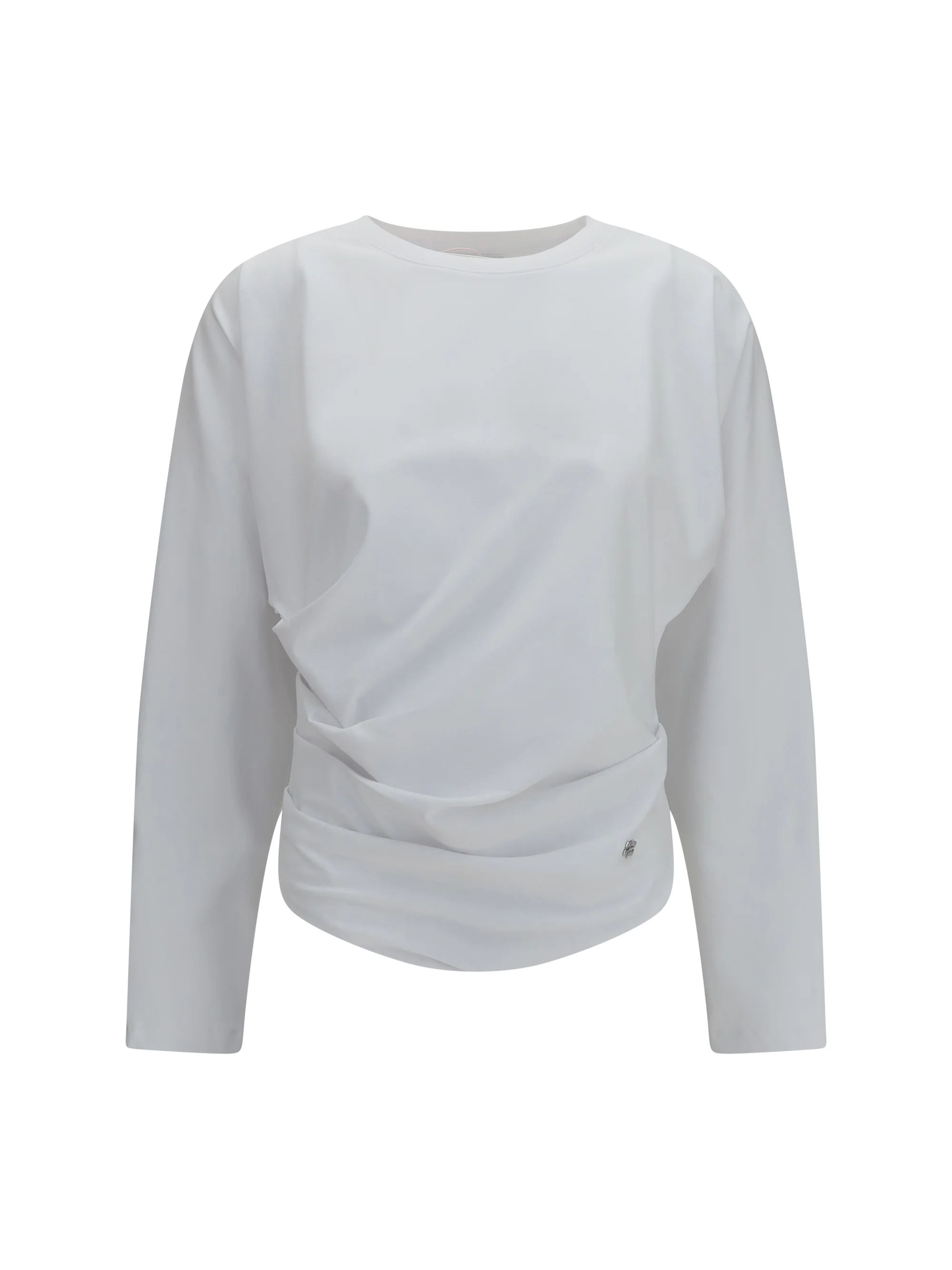 GANNI M asymmetric draped stretch cotton top
