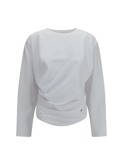 asymmetric draped stretch cotton top