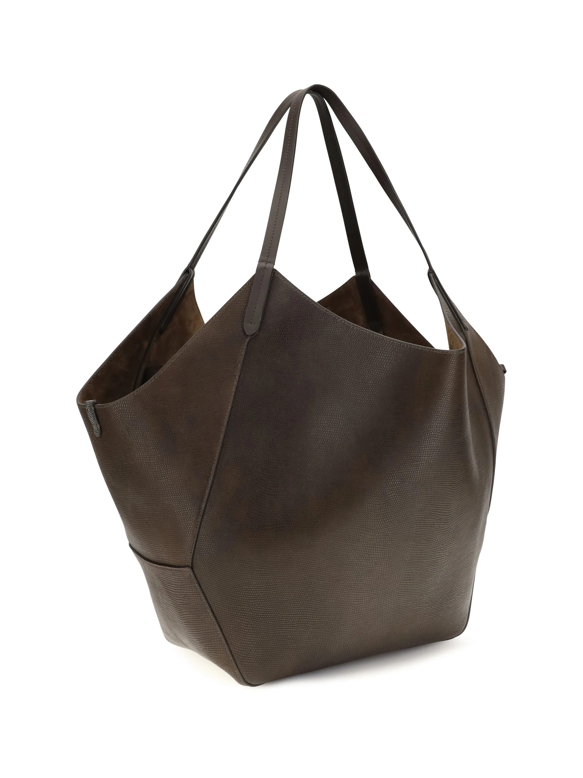 BRUNELLO CUCINELLI OS leather shopping bag with monili detail