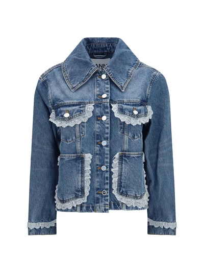 rigid denim jacket with lace details
