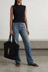saint laurent tribute nu pieds black sandals in cuir leather