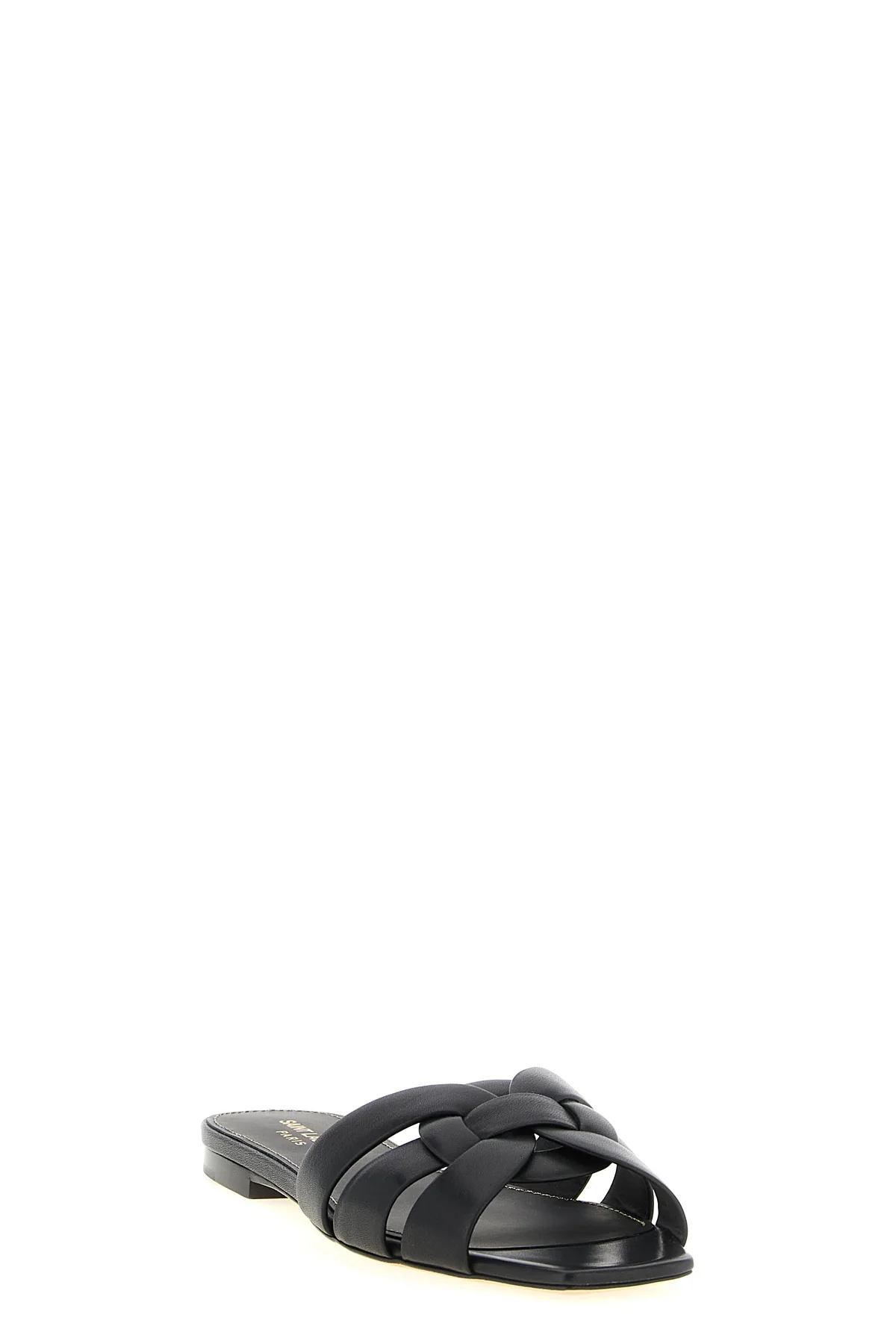 saint laurent tribute nu pieds black sandals in cuir leather