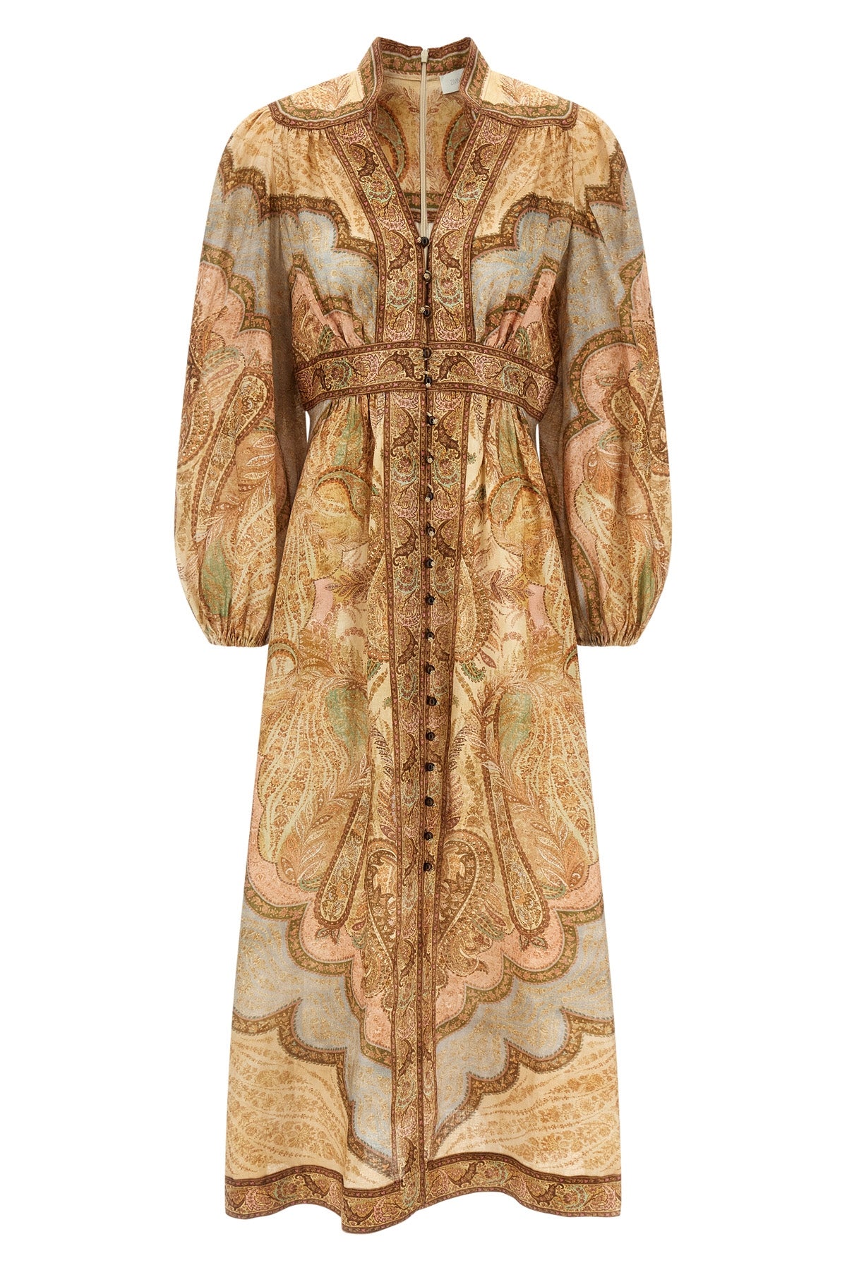 ZIMMERMANN 0.0 tapestry print wanderlust linen midi dress