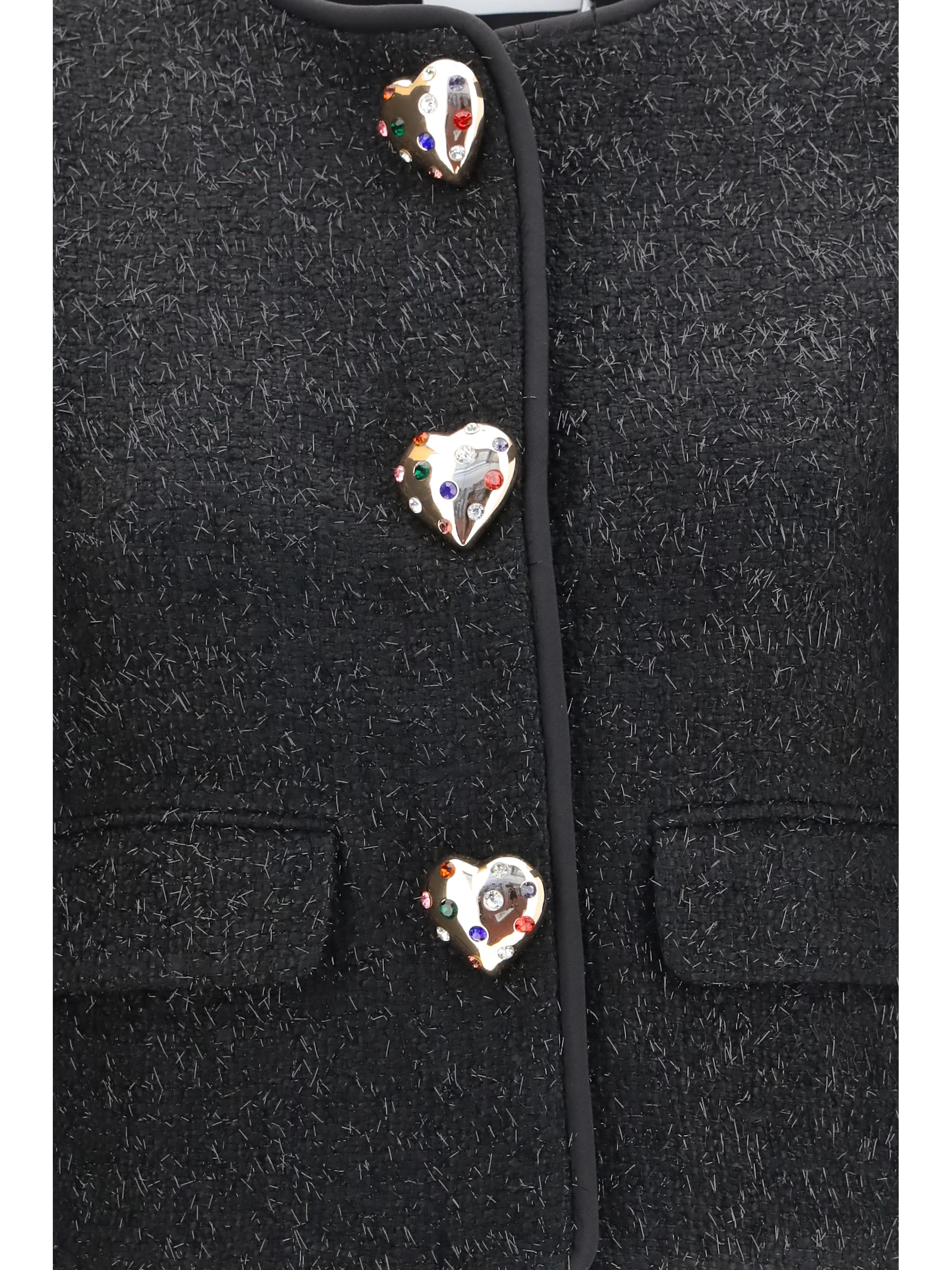 metallic bouclé jacket with faux fur cuffs