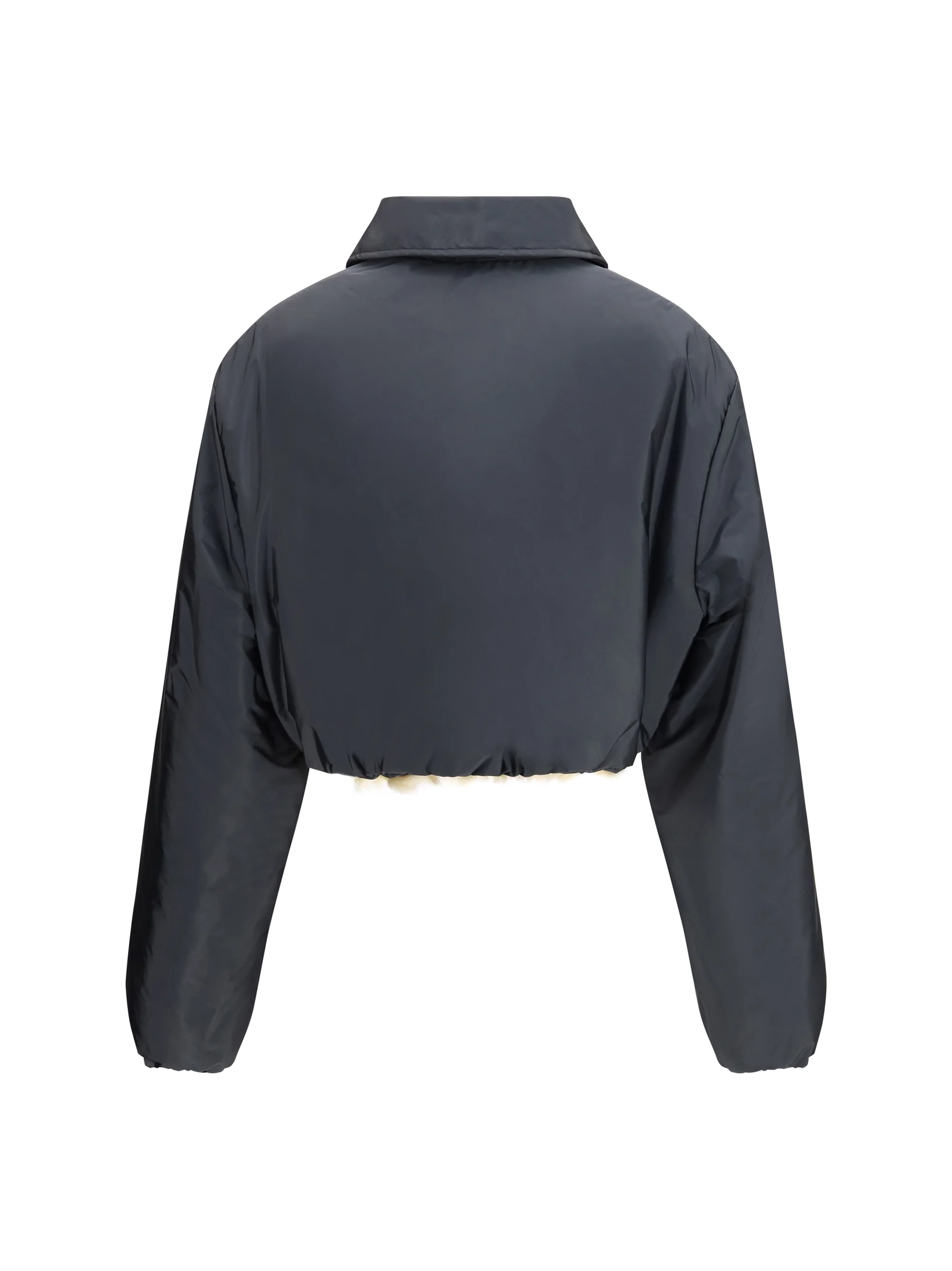MIU MIU 40 technical fabric and shearling windbreaker jacket