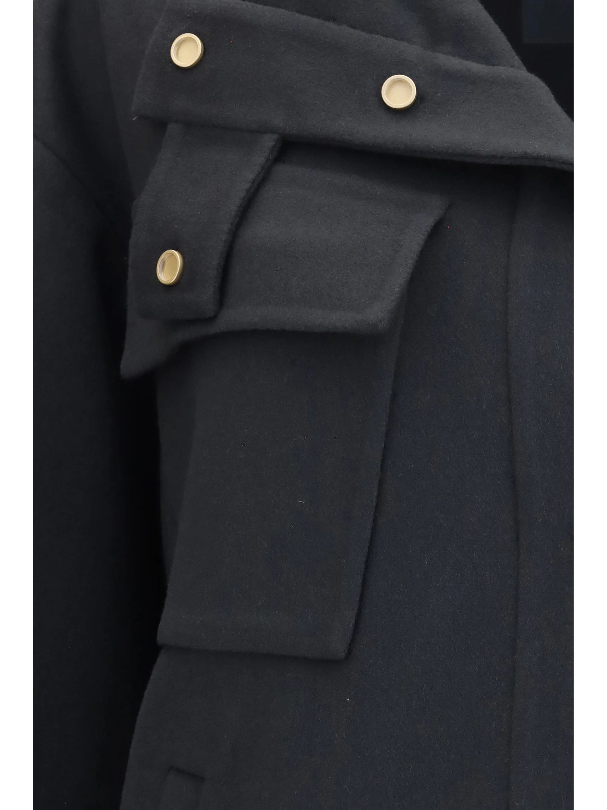 coat caban in double cashmere blouson with high collar