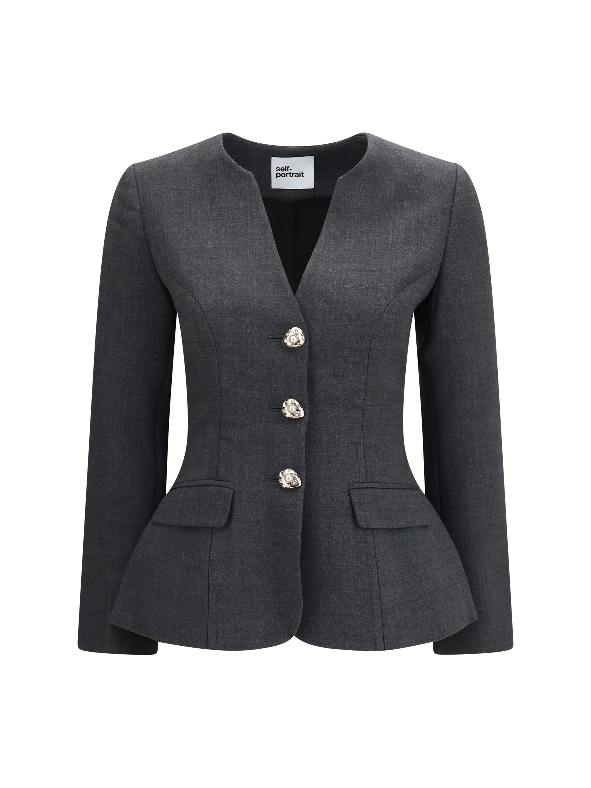 SELF-PORTRAIT 10 wool peplum blazer