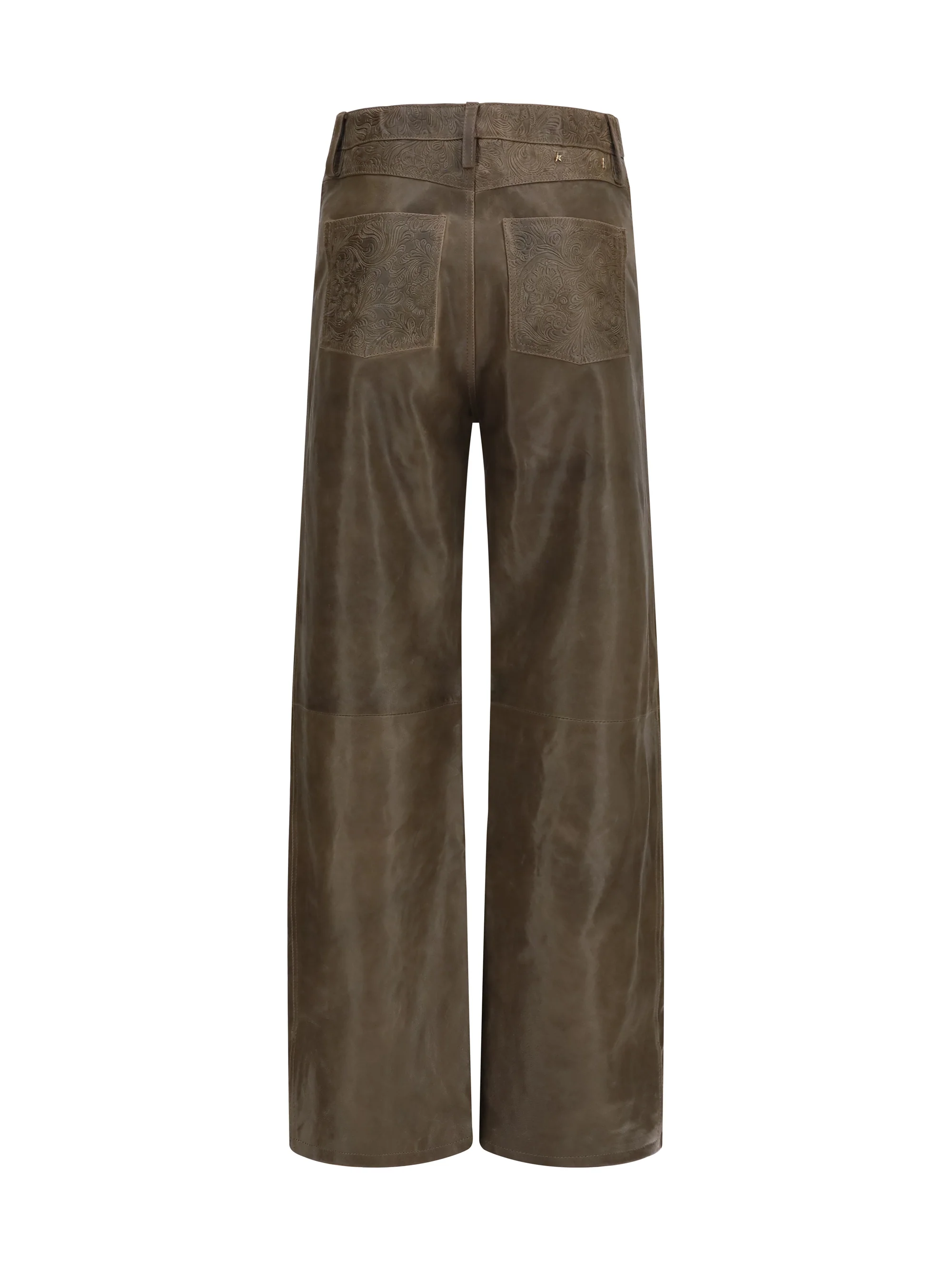 GOLDEN GOOSE 40 melany leather pants with embroidery