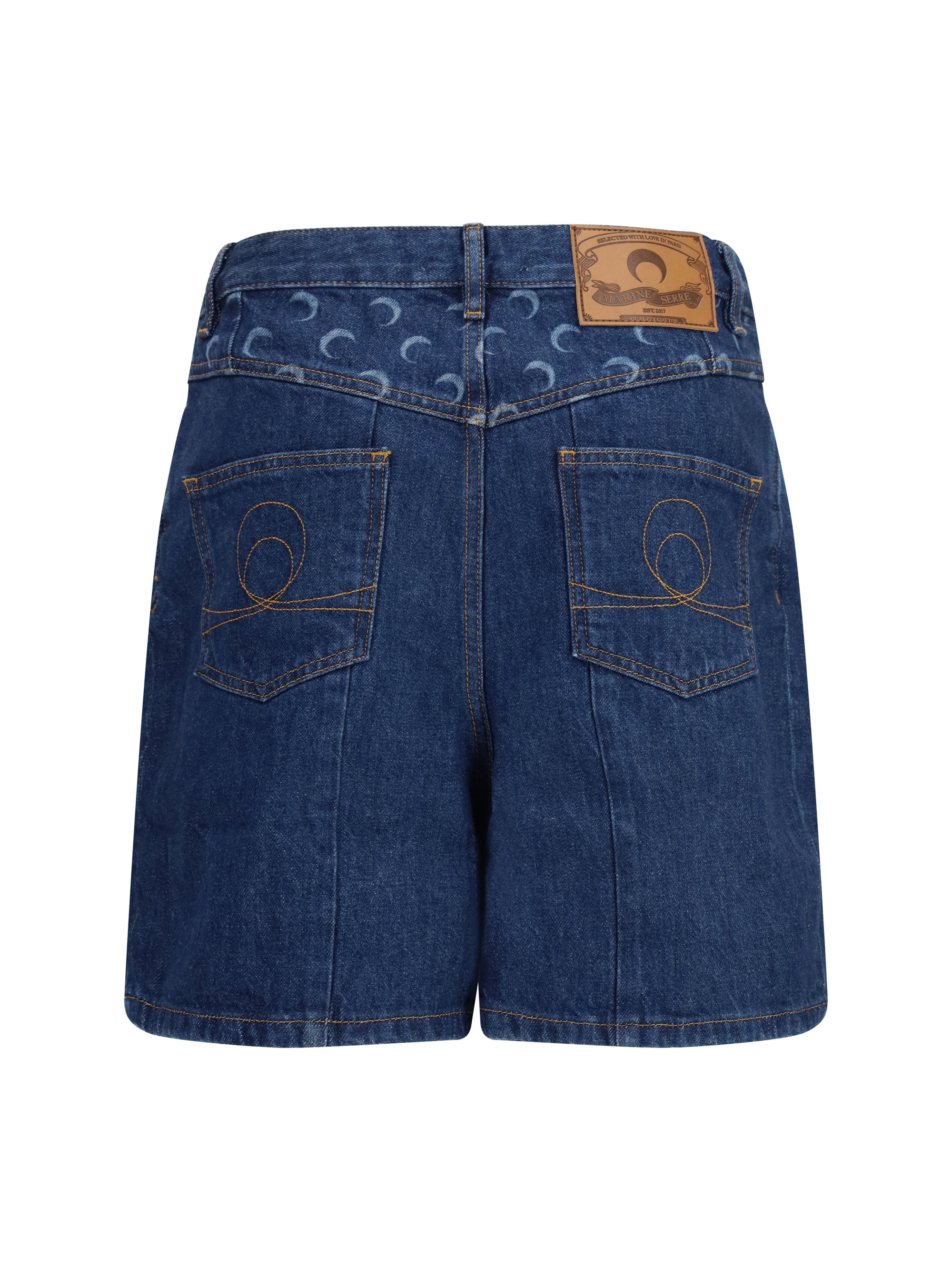 MARINE SERRE 36 high-waisted denim shorts