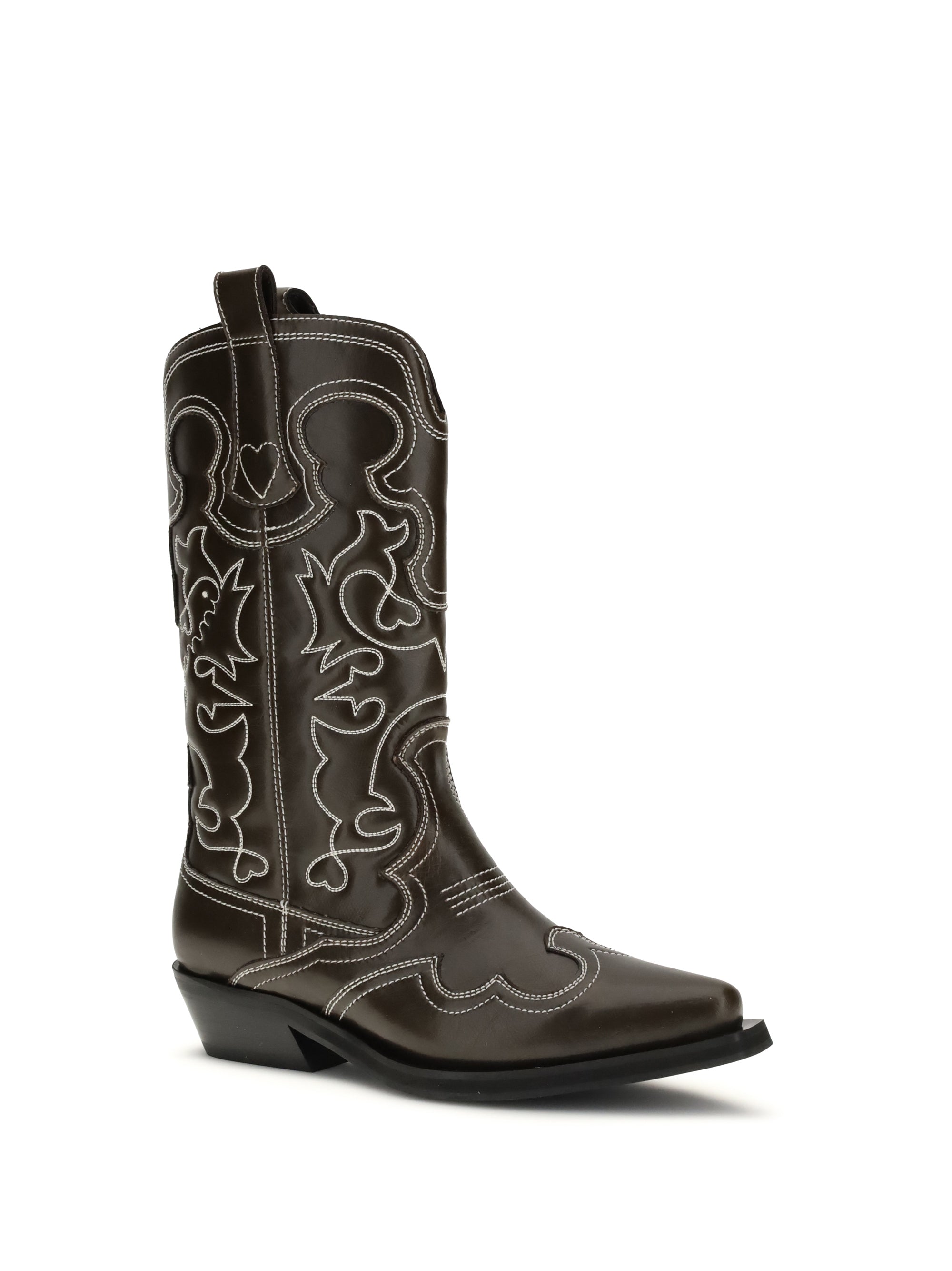 GANNI 36 faux-leather texan boots 
