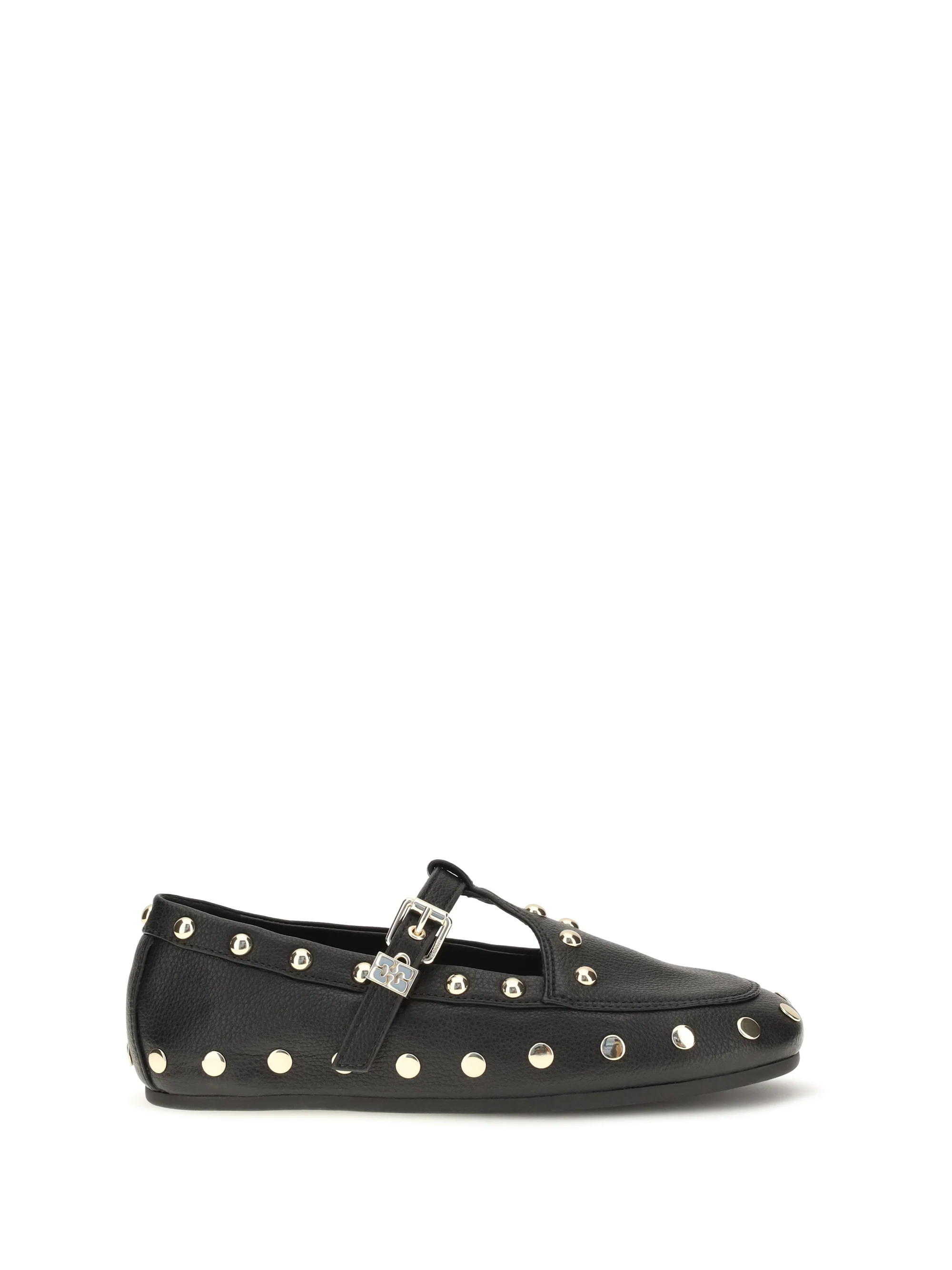 GANNI 36 mary jenny studded ballerinas in pebbled leather