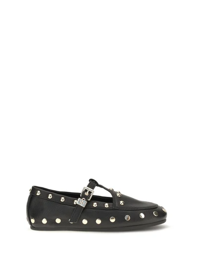 mary jenny studded ballerinas in pebbled leather