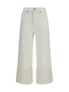 t monogram contrast cuff straight-leg jeans