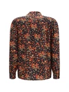 silk flora print shirt with neck bow