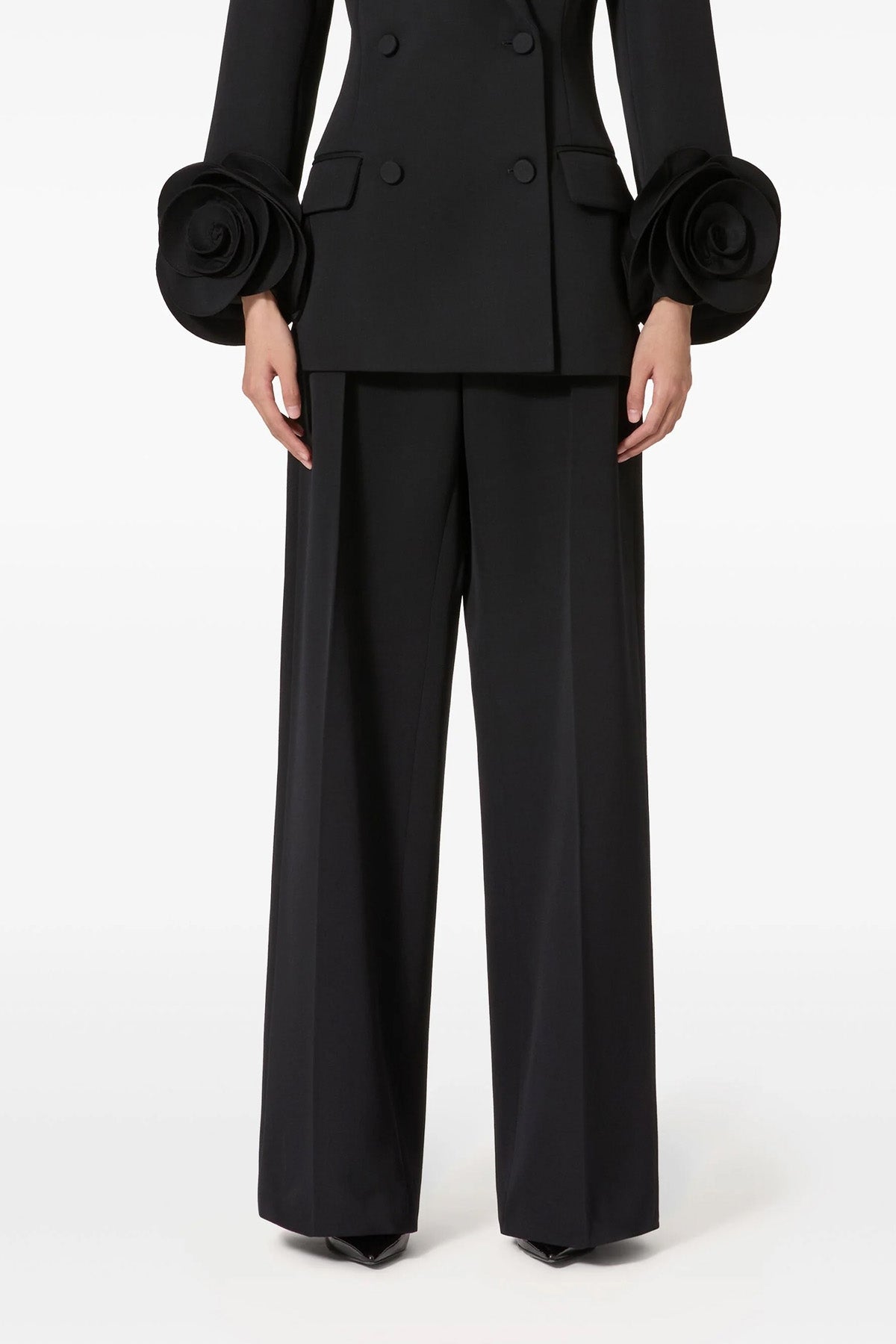 VALENTINO GARAVANI 40 solid grisaille wool trousers