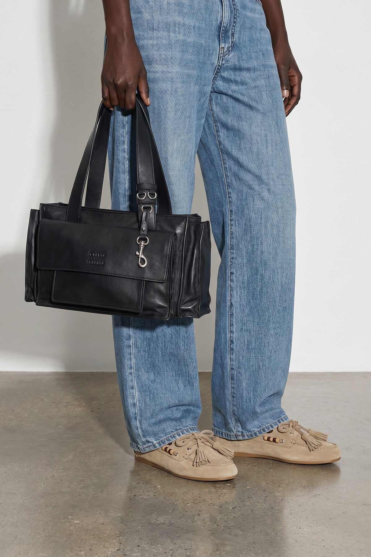 MIU MIU OS antiqued nappa leather shopping