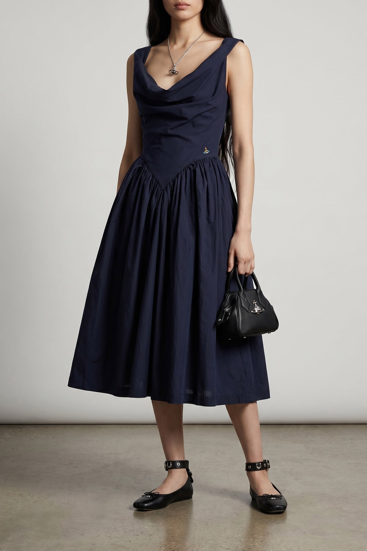 VIVIENNE WESTWOOD OS mini yasmine handbag in garnet-effect leather fabric