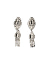 silver-colored crystal drop earrings