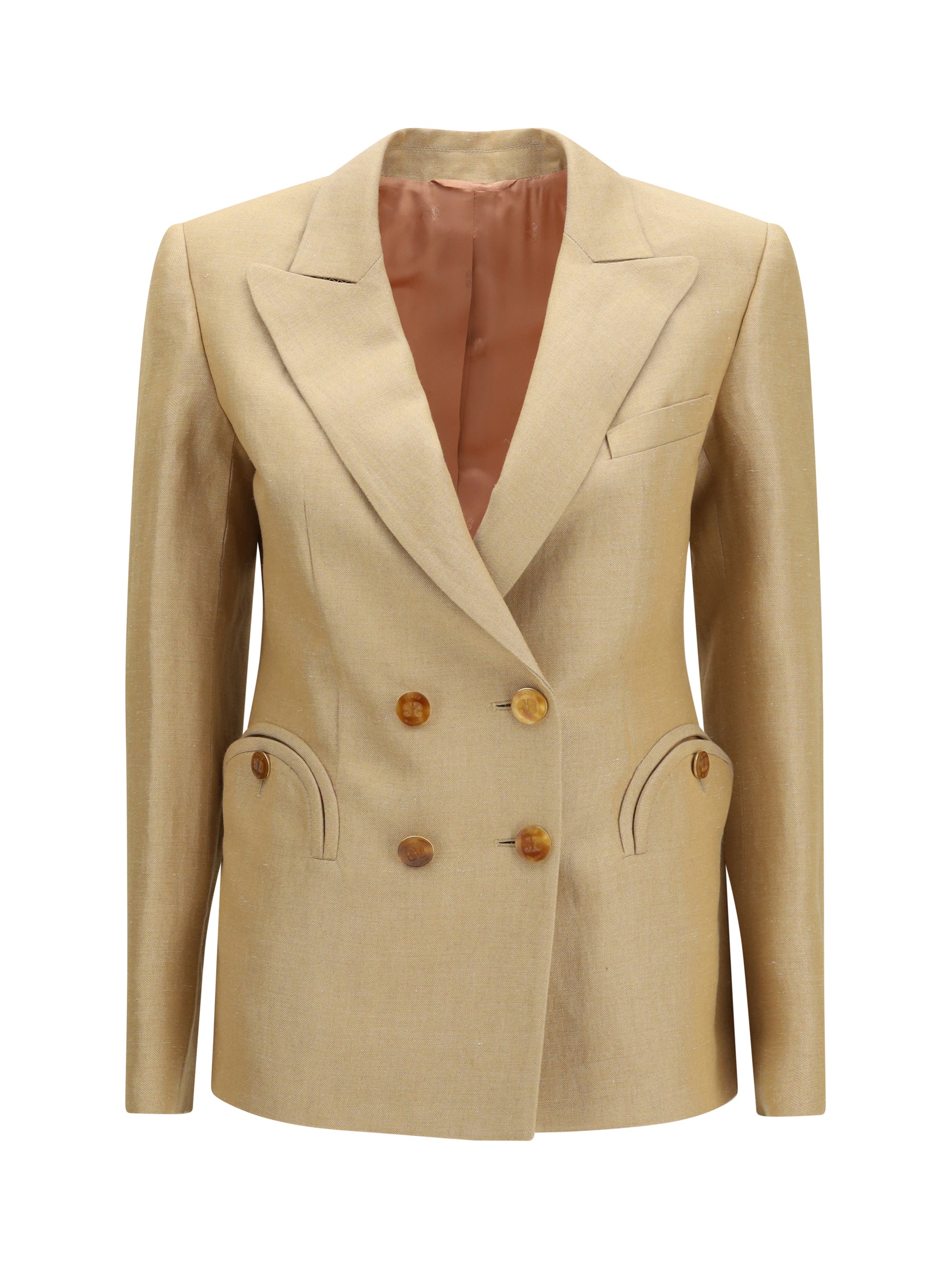 BLAZÈ MILANO II renegade charmer double-breasted linen-blend blazer