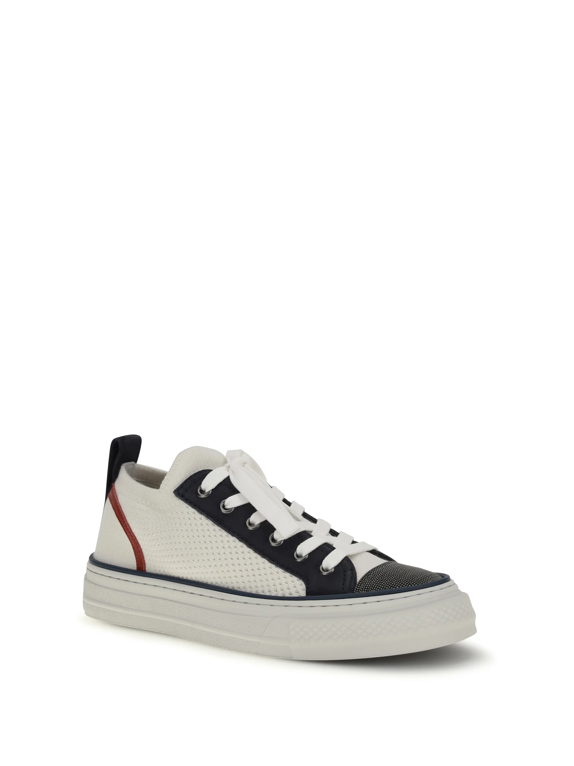 cotton knit and suede sneakers with precious toe
