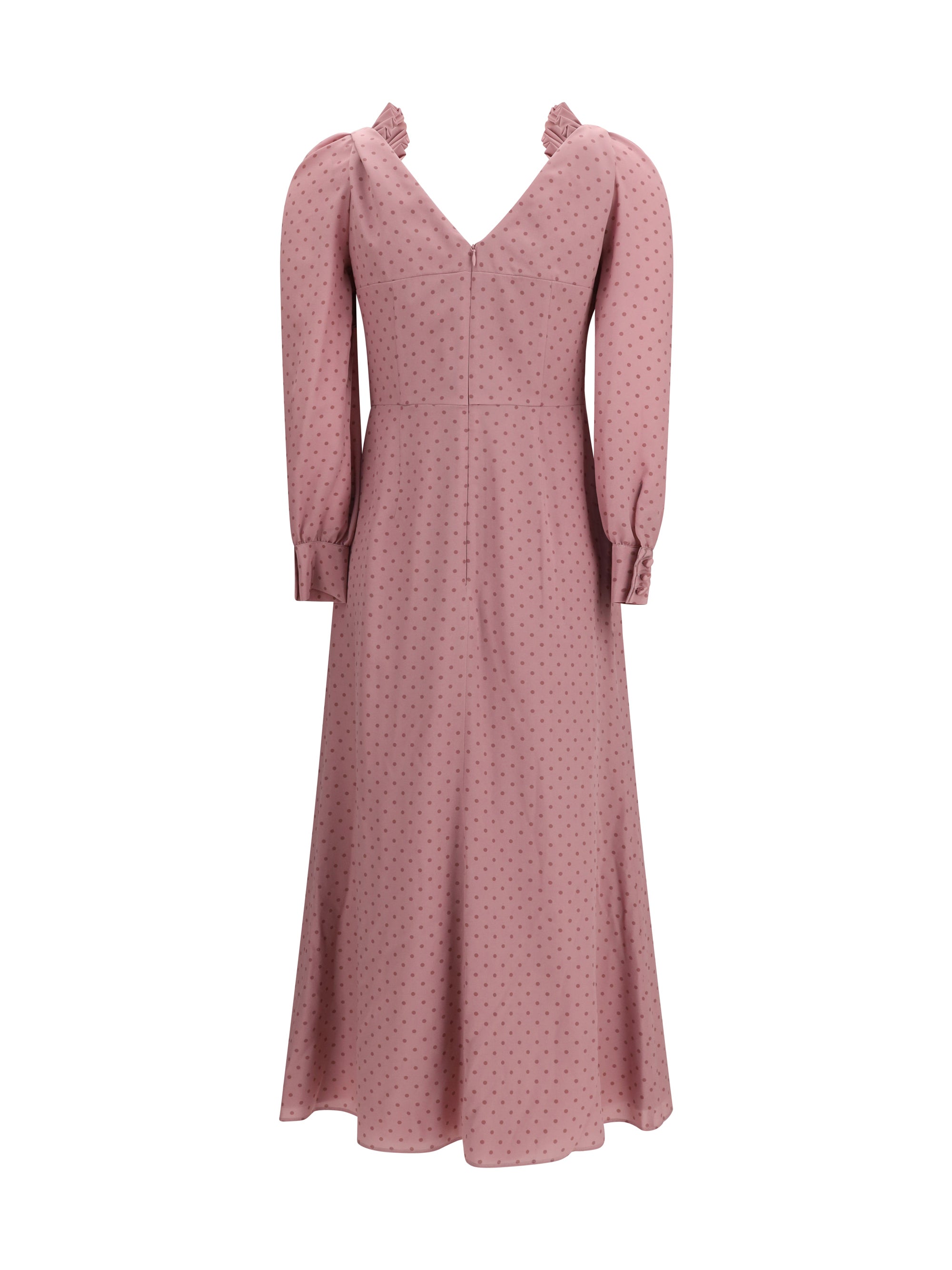 ALESSANDRA RICH 42 polka dot midi dress with ruffles