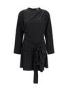 draped-knot crepe mini dress
