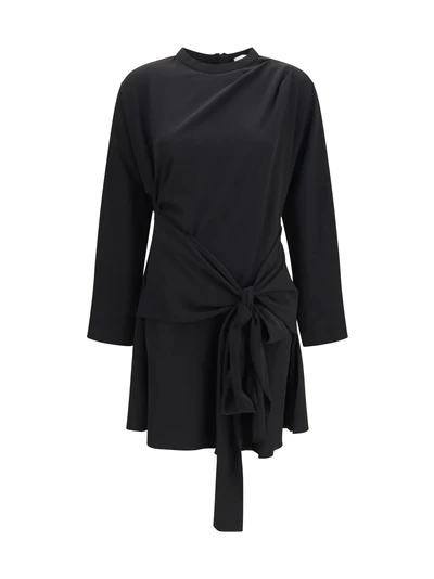 draped-knot crepe mini dress