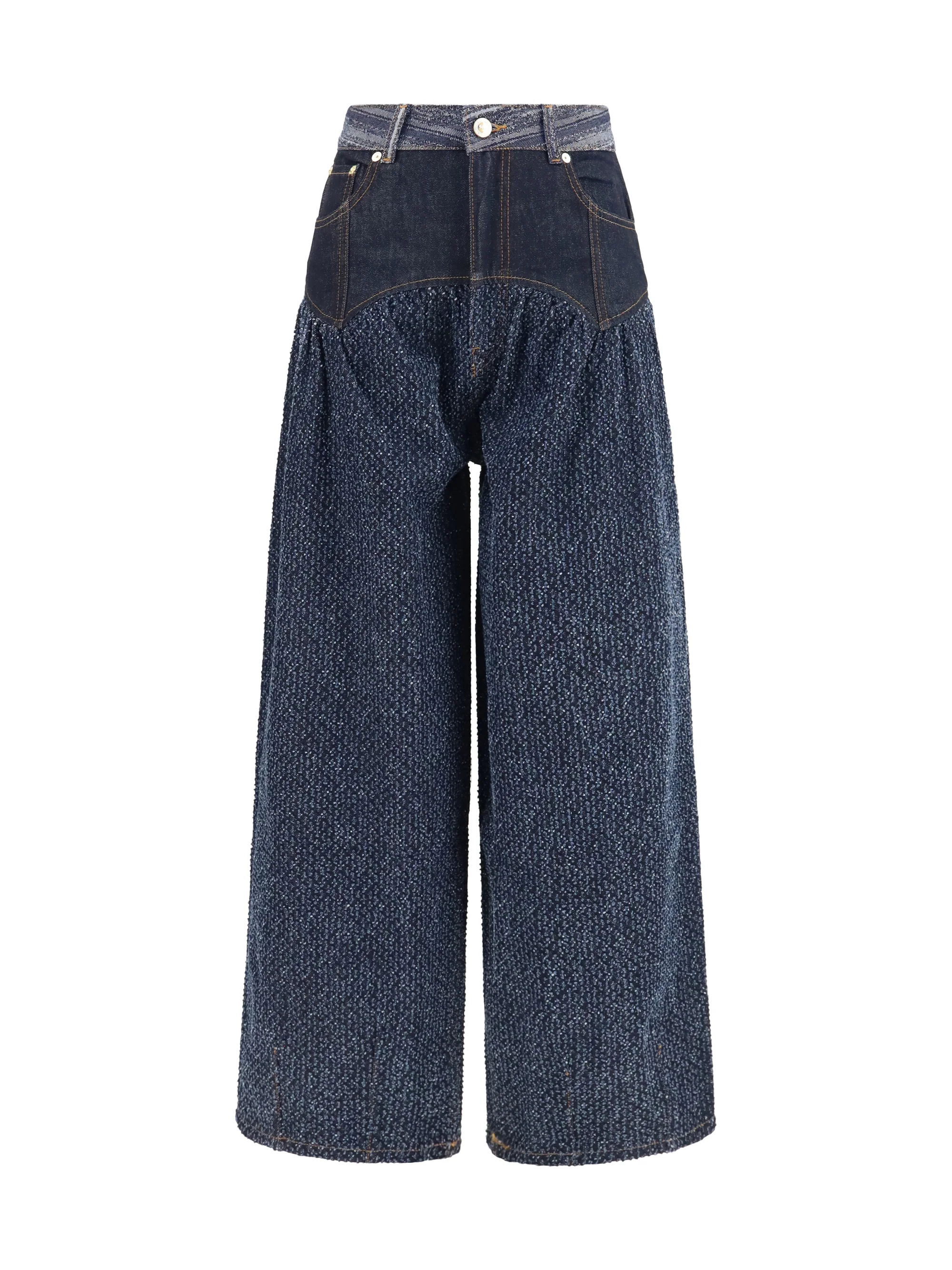 GANNI 25 embroidered corset balloon jeans