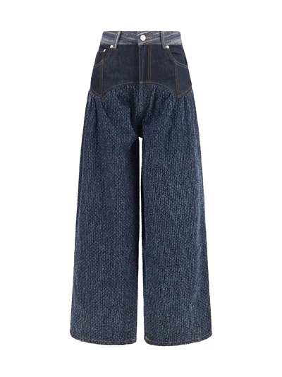 embroidered corset balloon jeans