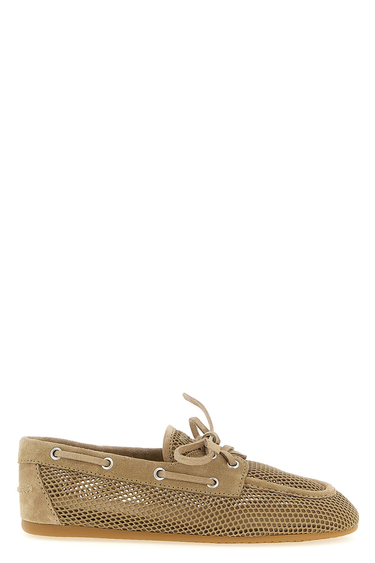 MIU MIU 36 mesh and suede boat shoe