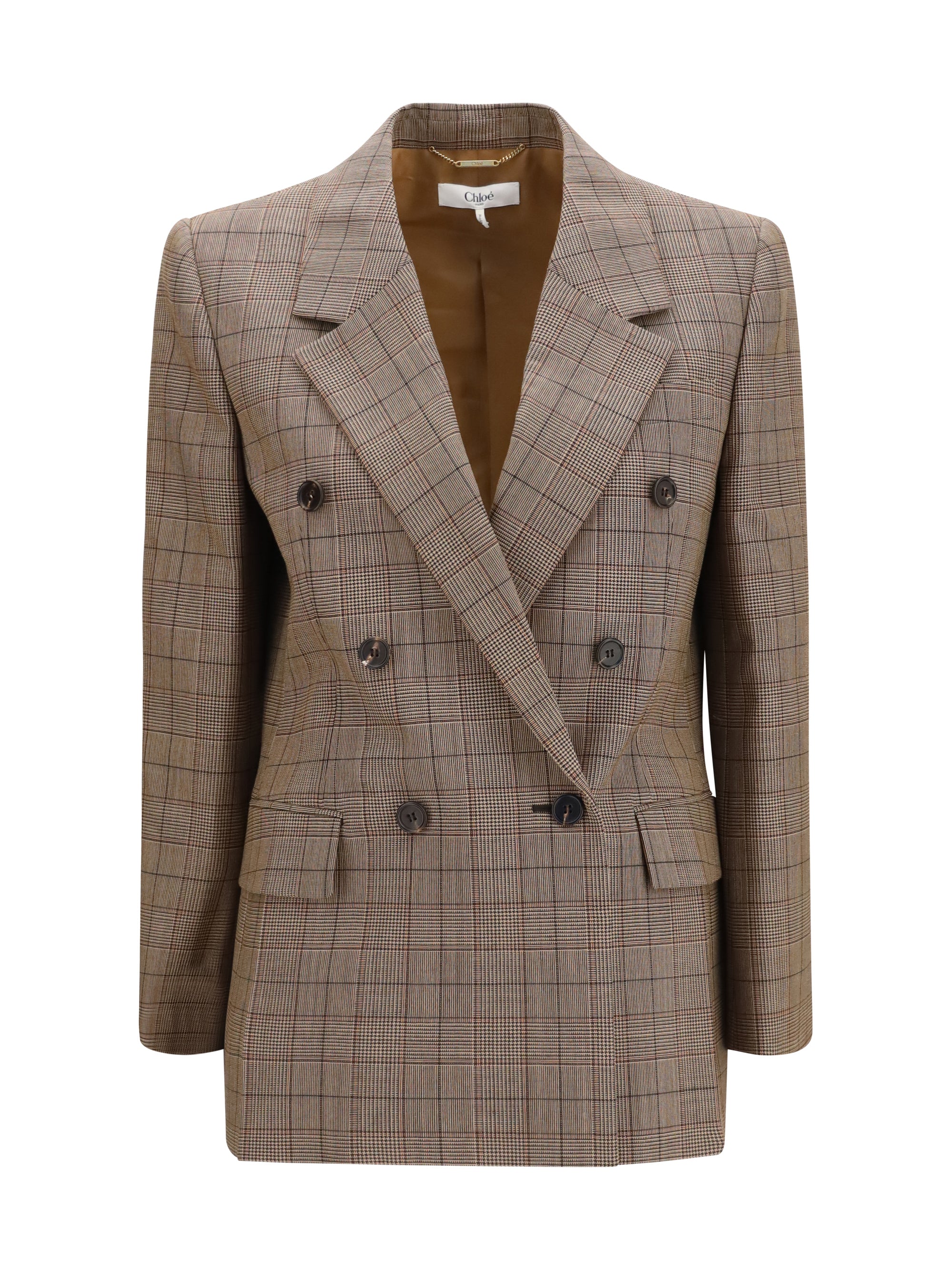 checked double-breasted blazer