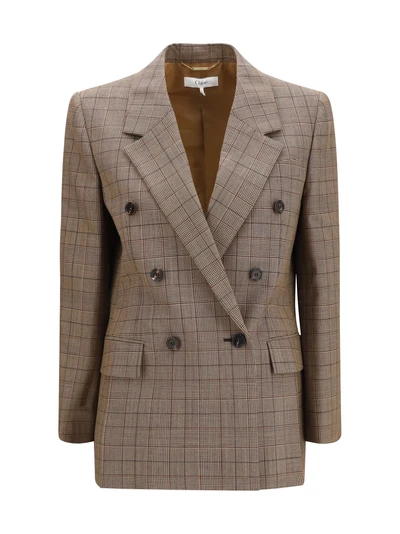 checked double-breasted blazer