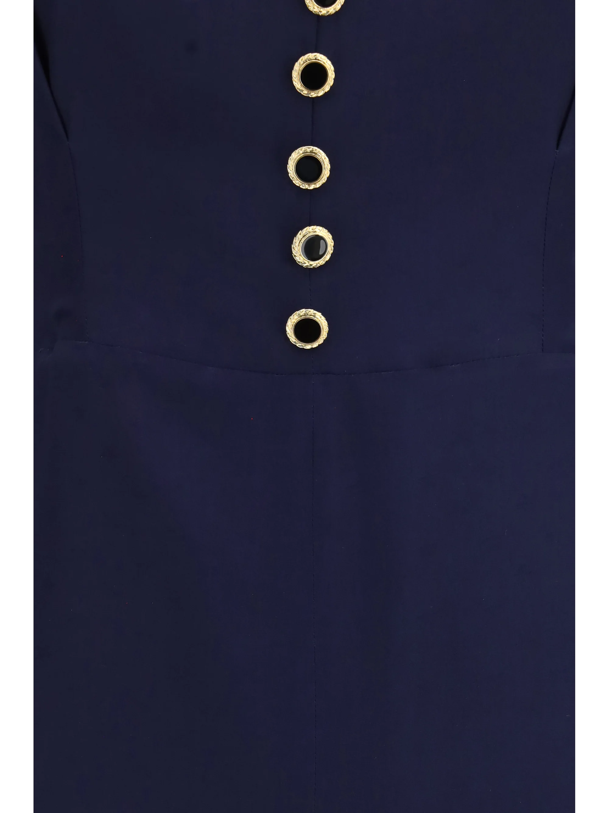 silk midi dress with buttons and contrast piping