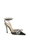 double bow satin pumps