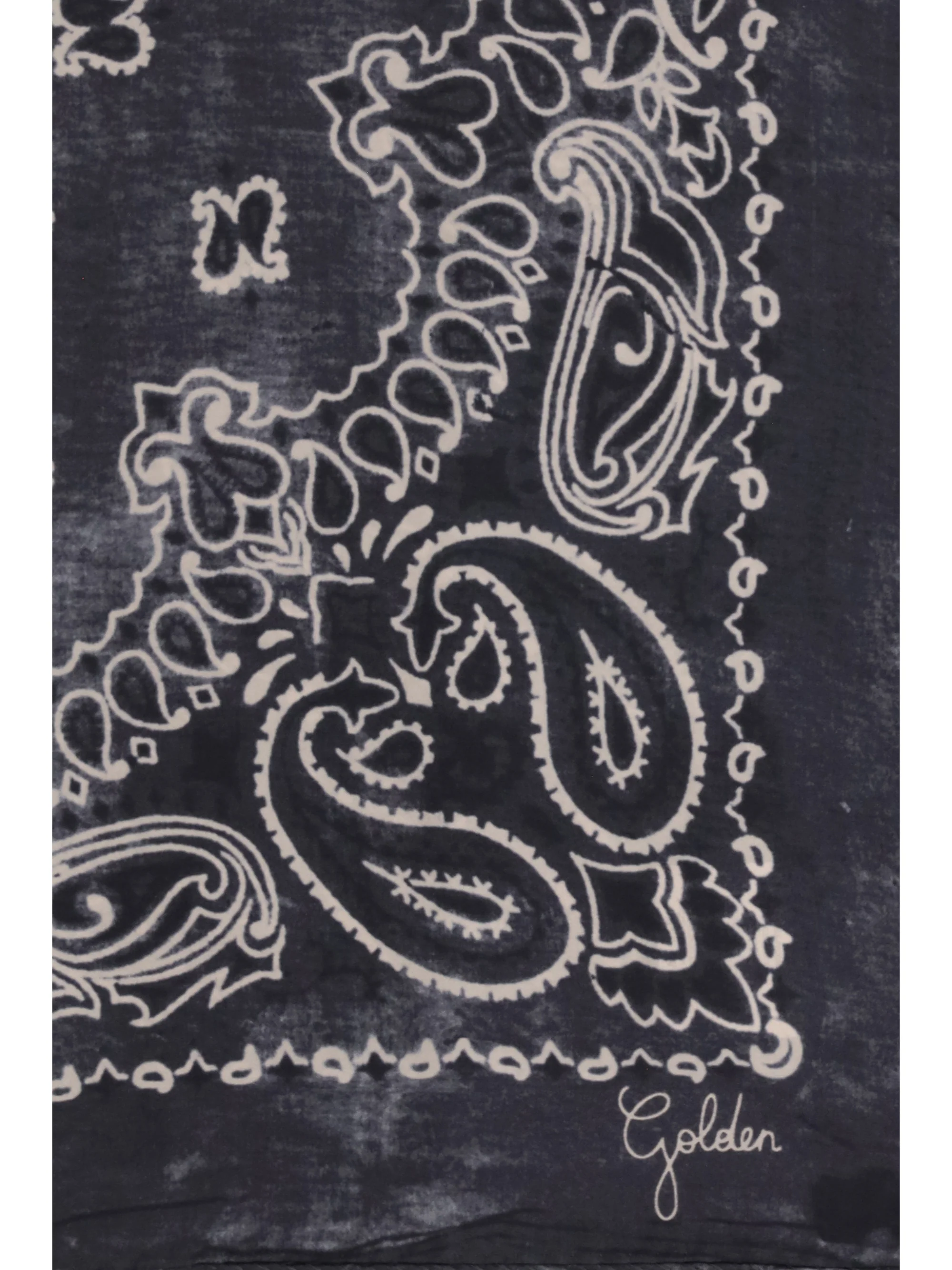 golden paisley printed silk scarf