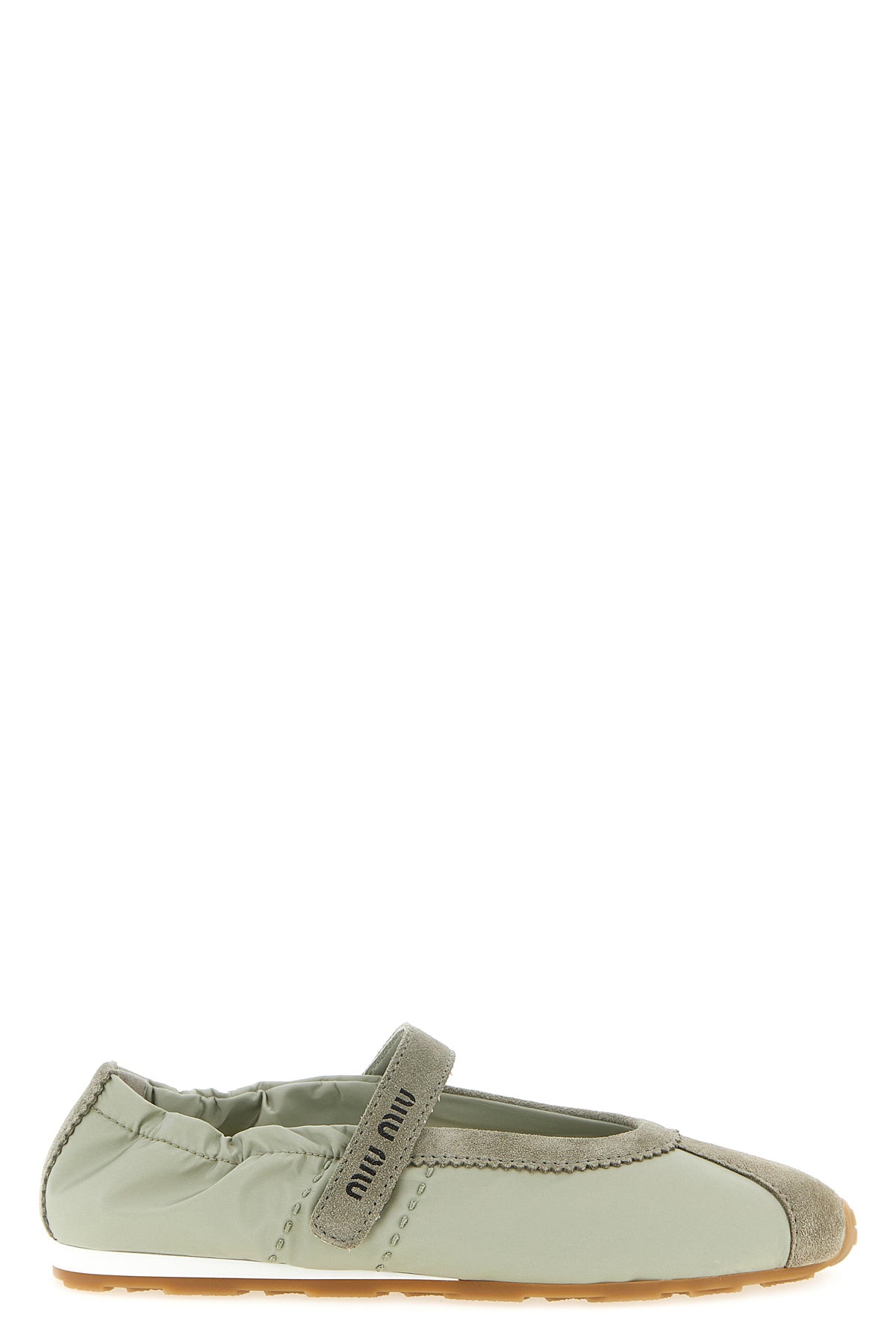 MIU MIU 37.5 plume ballet flats in technical fabric and tone-on-tone suede