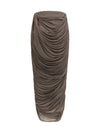 draped silk midi skirt