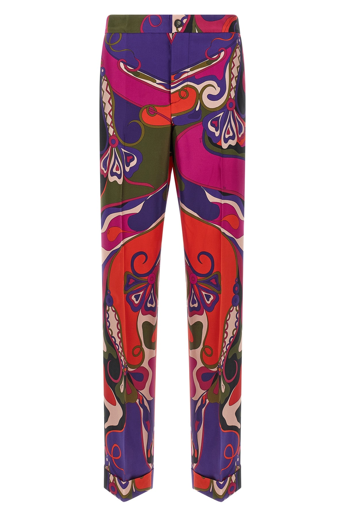 PUCCI M all-over patterned silk twill trousers