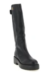 miu miu high boots in fine black buffalo leather feature a structured model clea