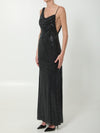 black rhinestones draped maxi dress