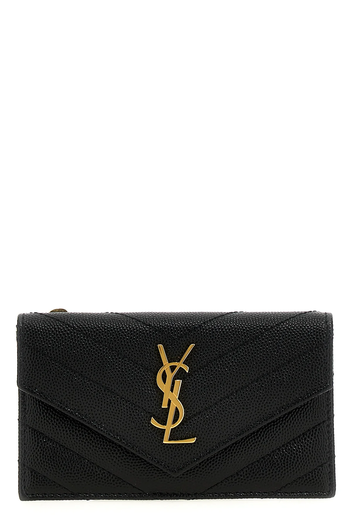 SAINT LAURENT OS cassandre chevron quilted grained leather card holder