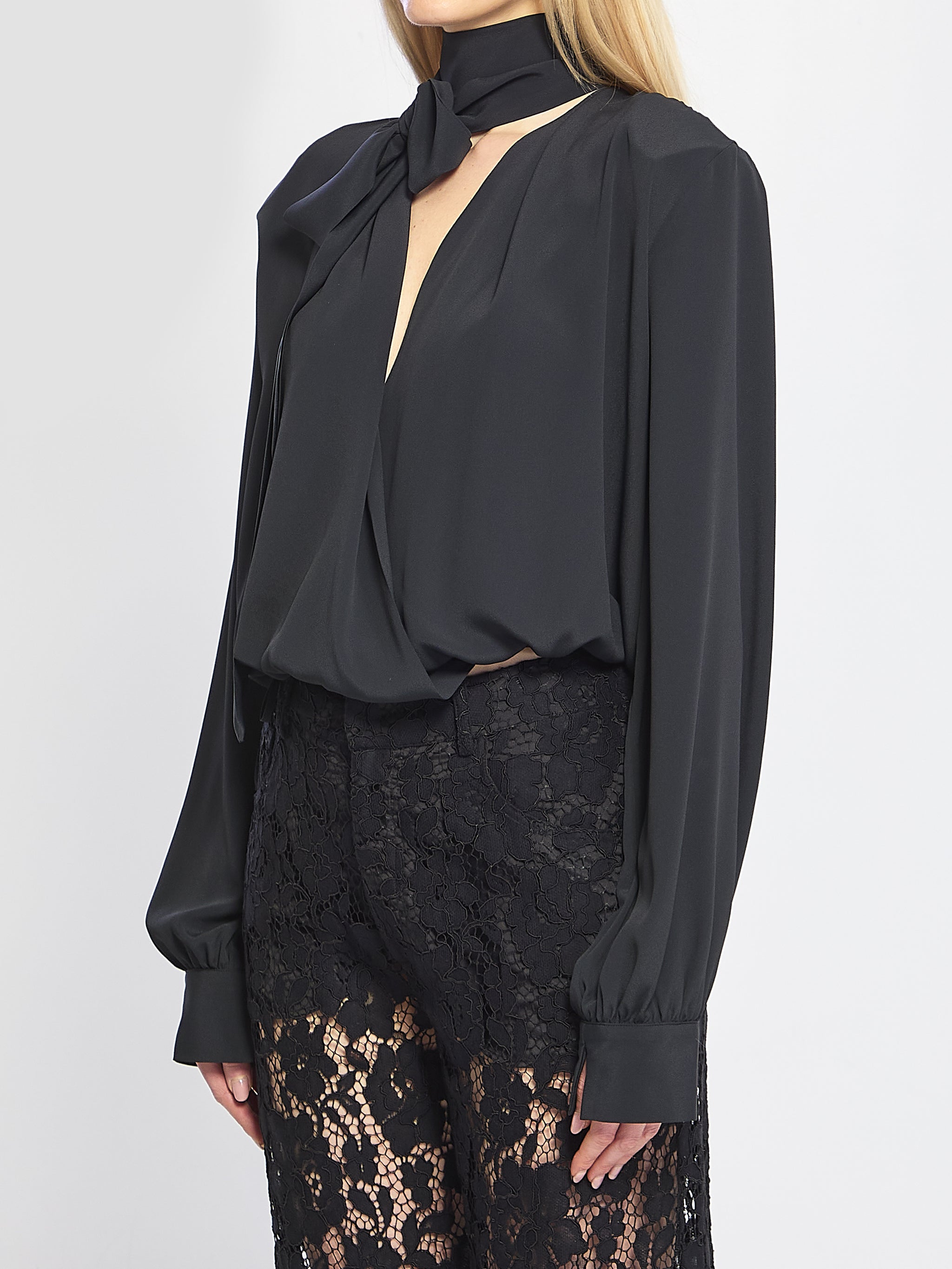 cross-over blouse with scarf