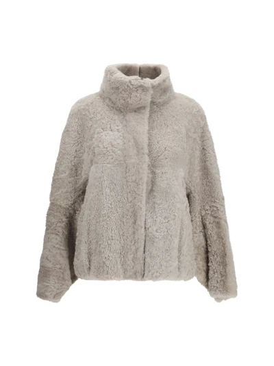 high-neck shearling jacket
