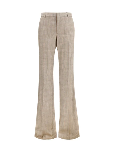 prince of wales houndstooth wool flared pants
