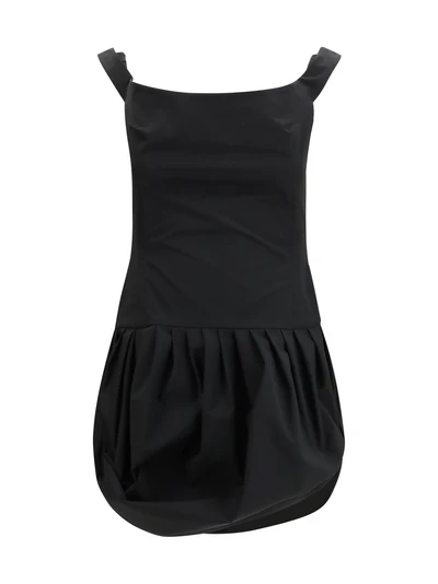 off-shoulder puff skirt mini dress