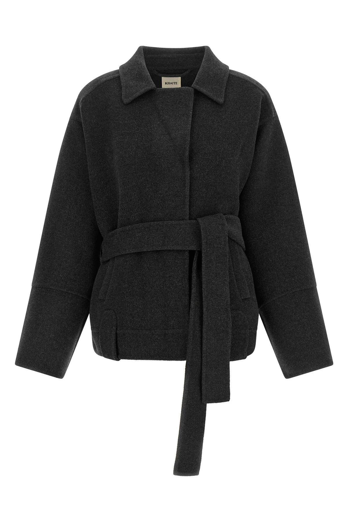 the khaite alder jacket in pure anthracite grey structured wool defines an ove