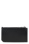 black leather cuir glacè mat zip metallic silver logo