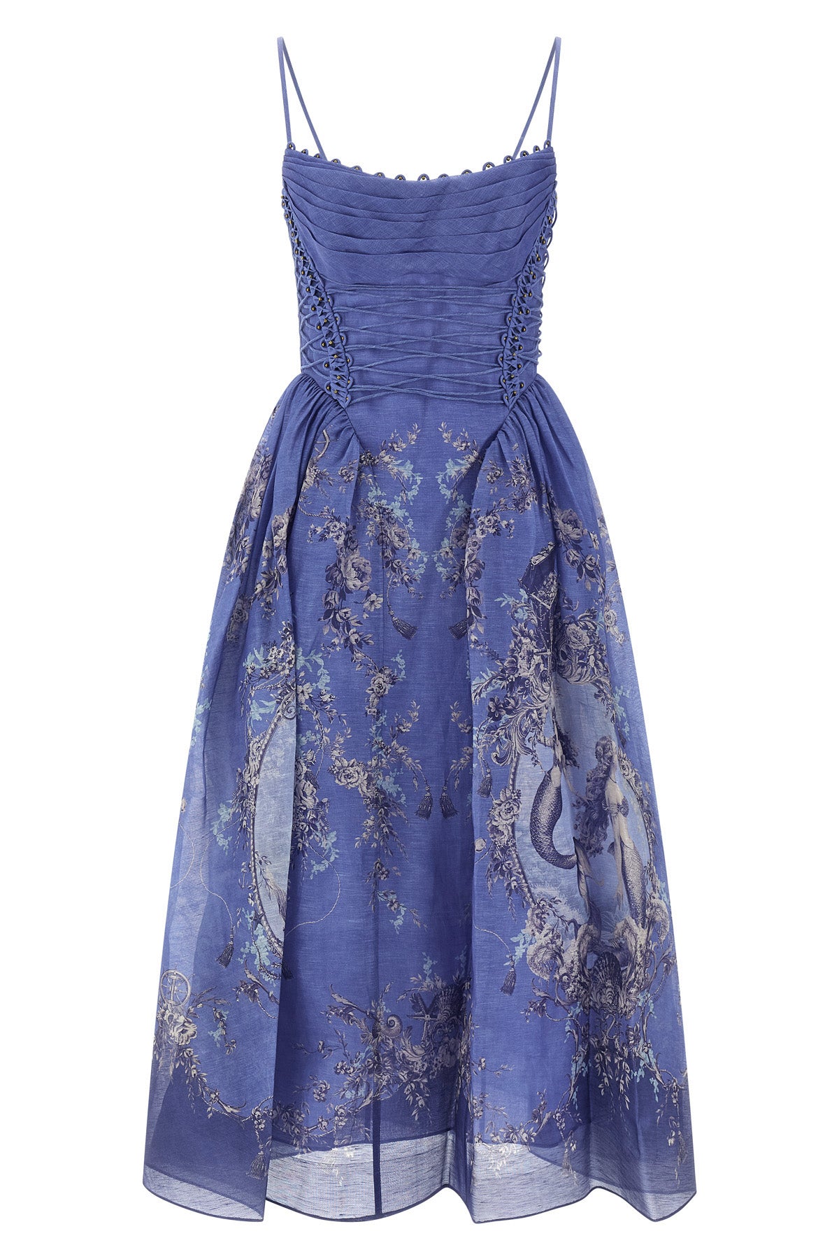 ZIMMERMANN 0 rebellion mermaid picnic floral print maxi dress in linen and silk