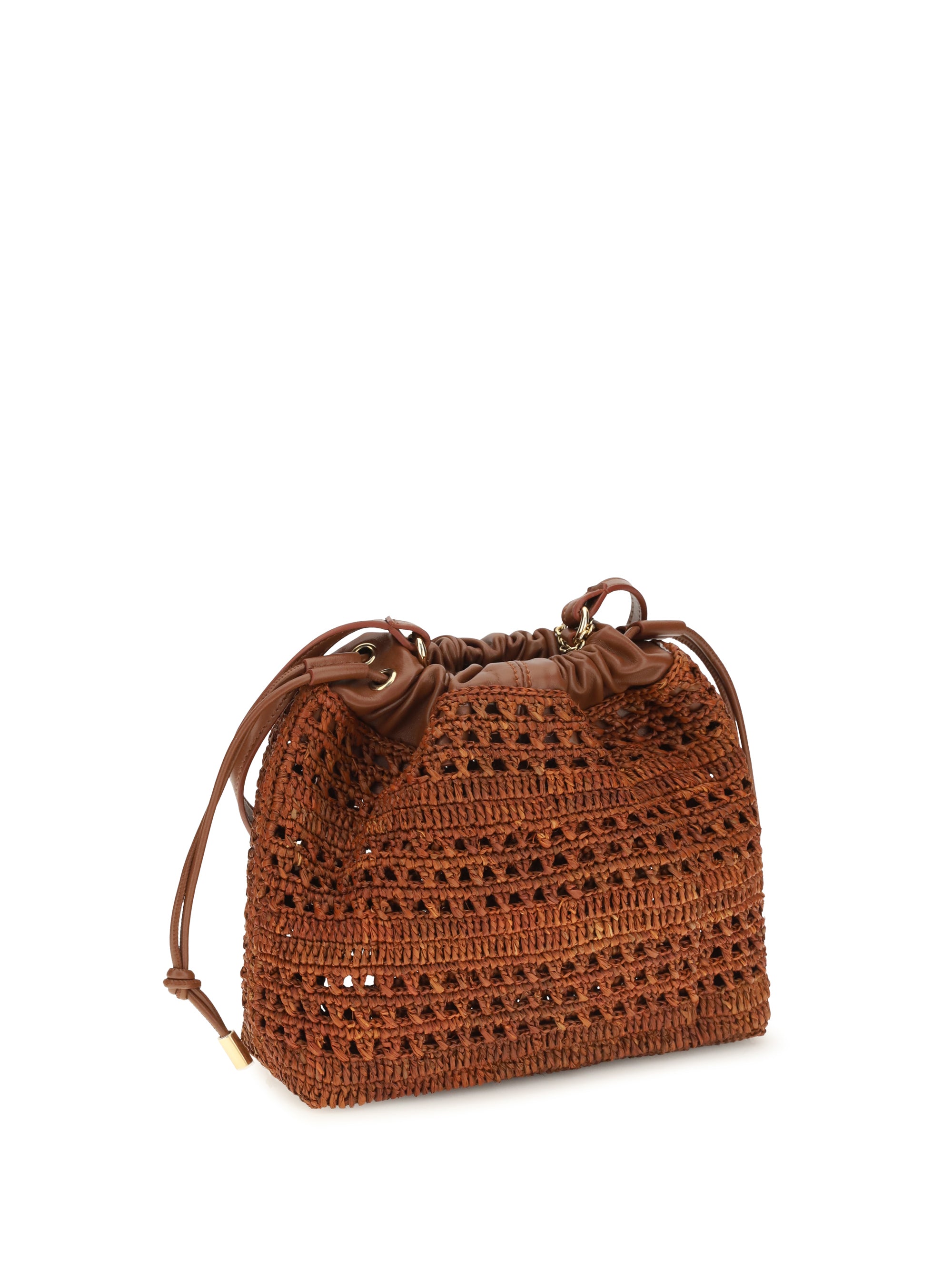 raffia drawstring shoulder bag