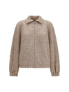 oversized bouclé yarn bomber jacket with lurex